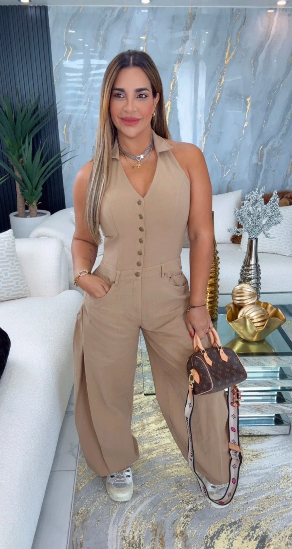 Kendall Camel Jumpsuit (spandex) utilicé Médium