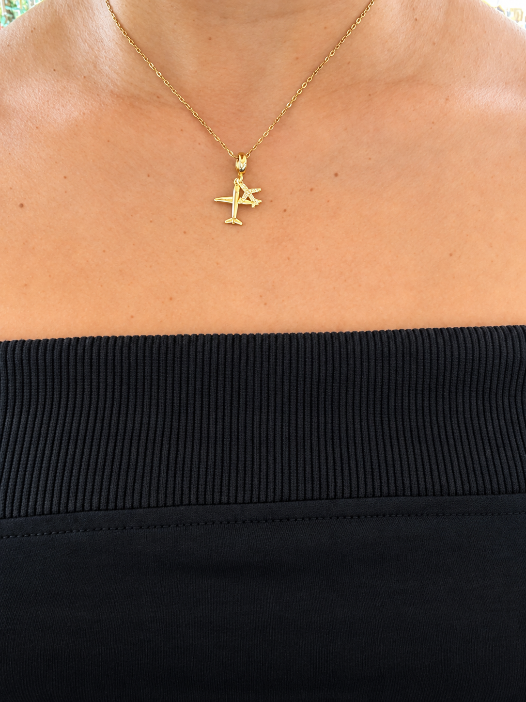Travel The World Airplane Gold Necklace(oro acero inoxidable)