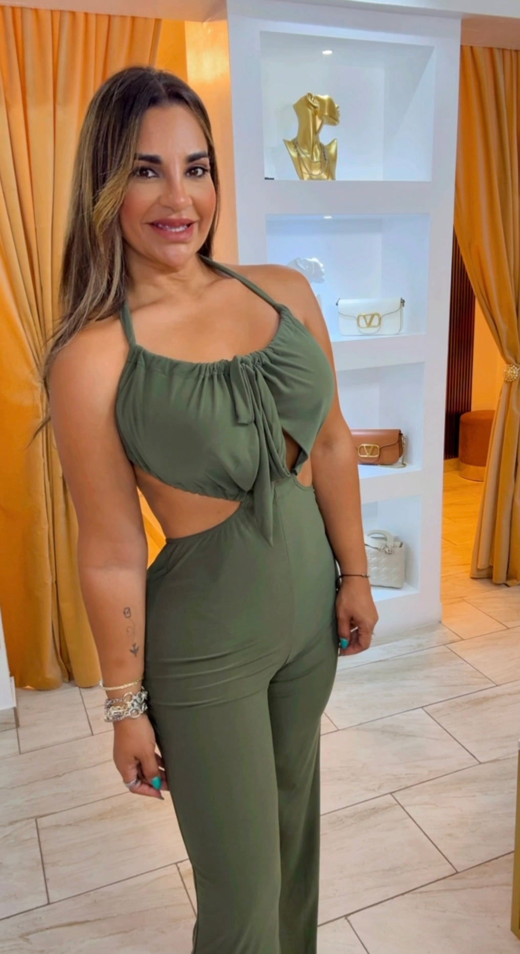 Nicaragua Olive Jumpsuit (stretch )