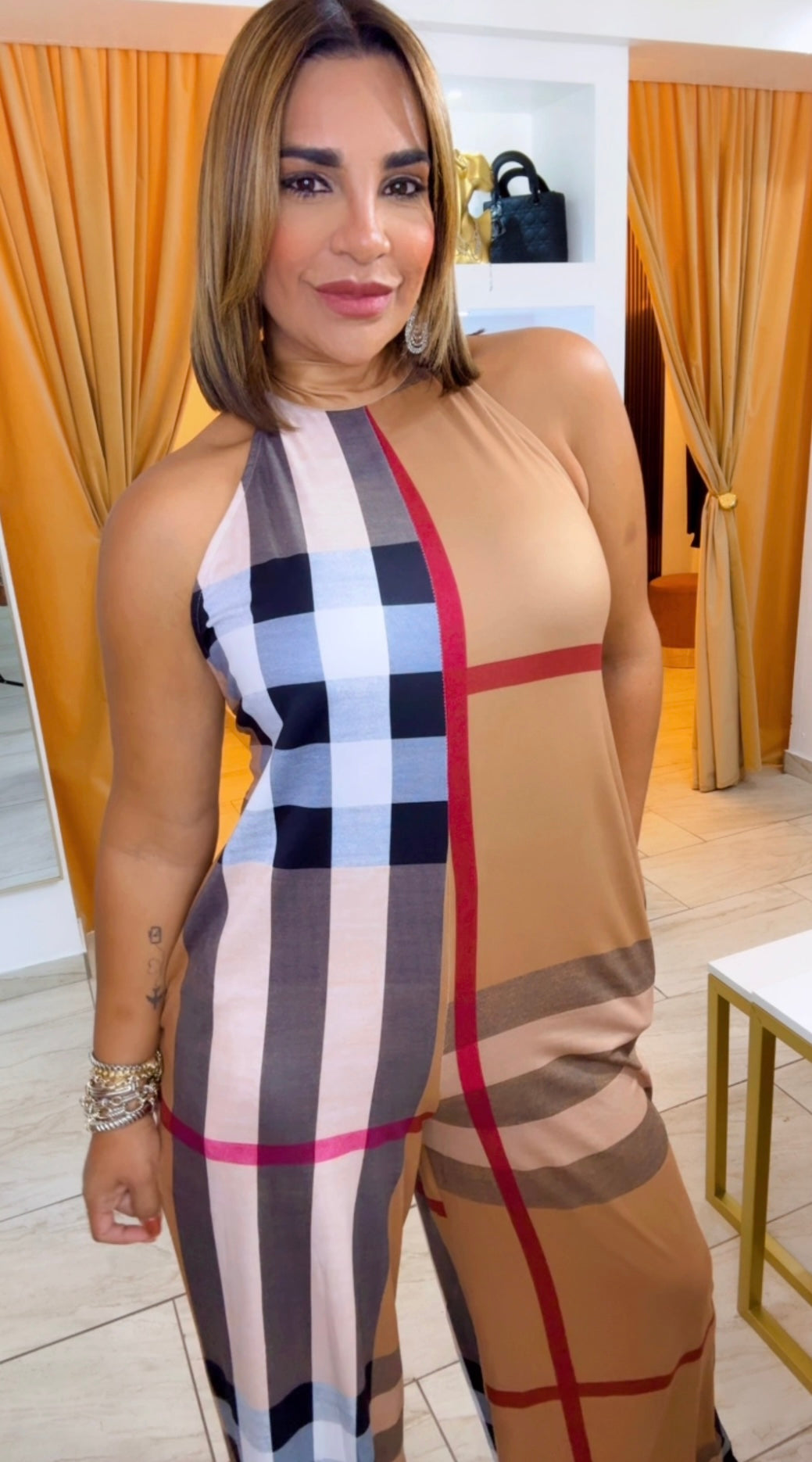 Burberry Inspired Jumpsuit (stretch) utilicé talla M