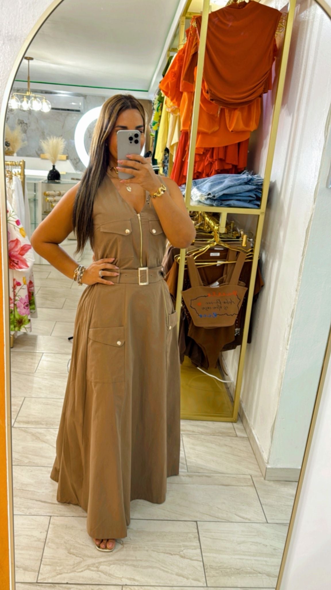 Estonia Mocha Skirt Set (Tiene elástico en la cintura)