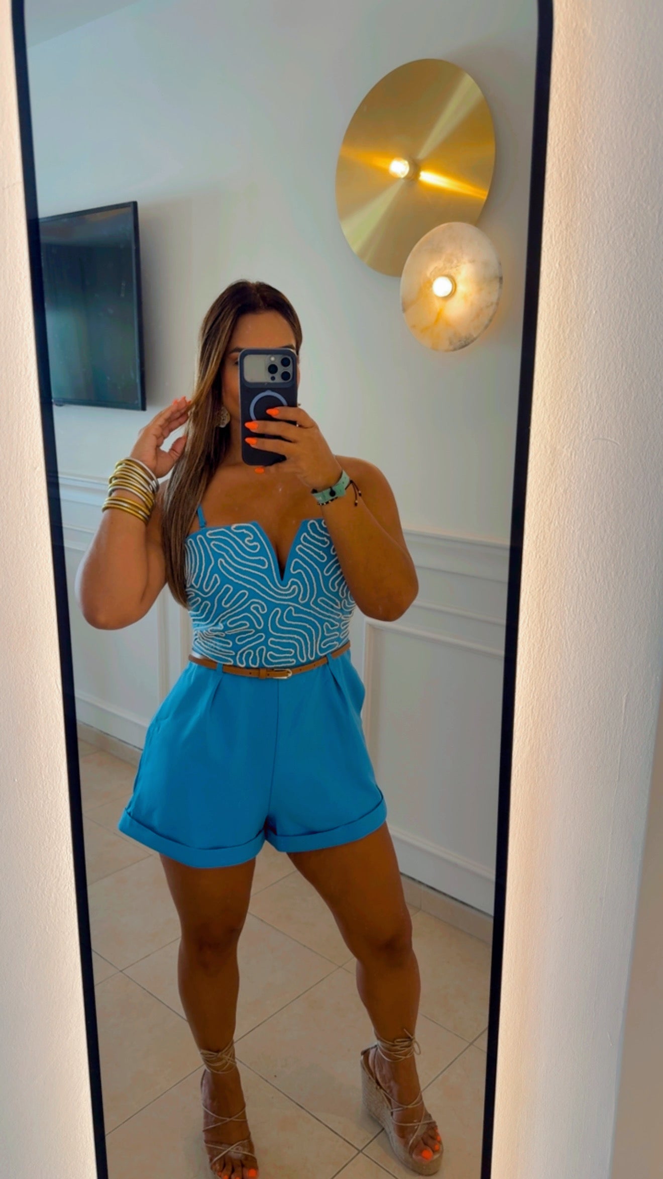 Juan Dolio Blue Romper (spandex) incluye cinturón