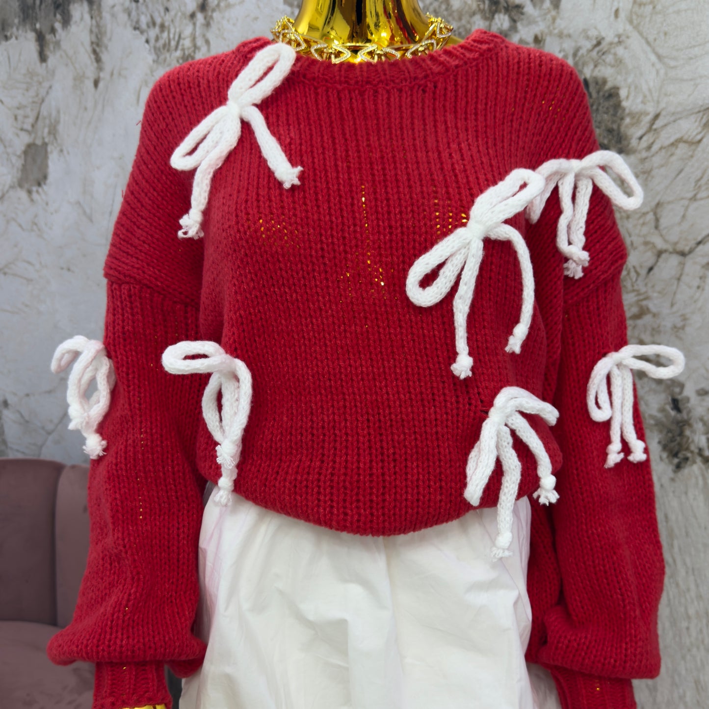 Bow Red Sweater (Expande bastante)