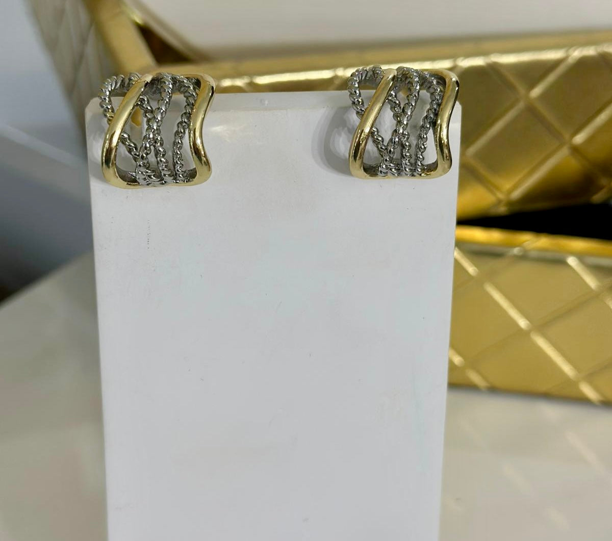 Ariana Earrings Double Tone (Gold Plated)