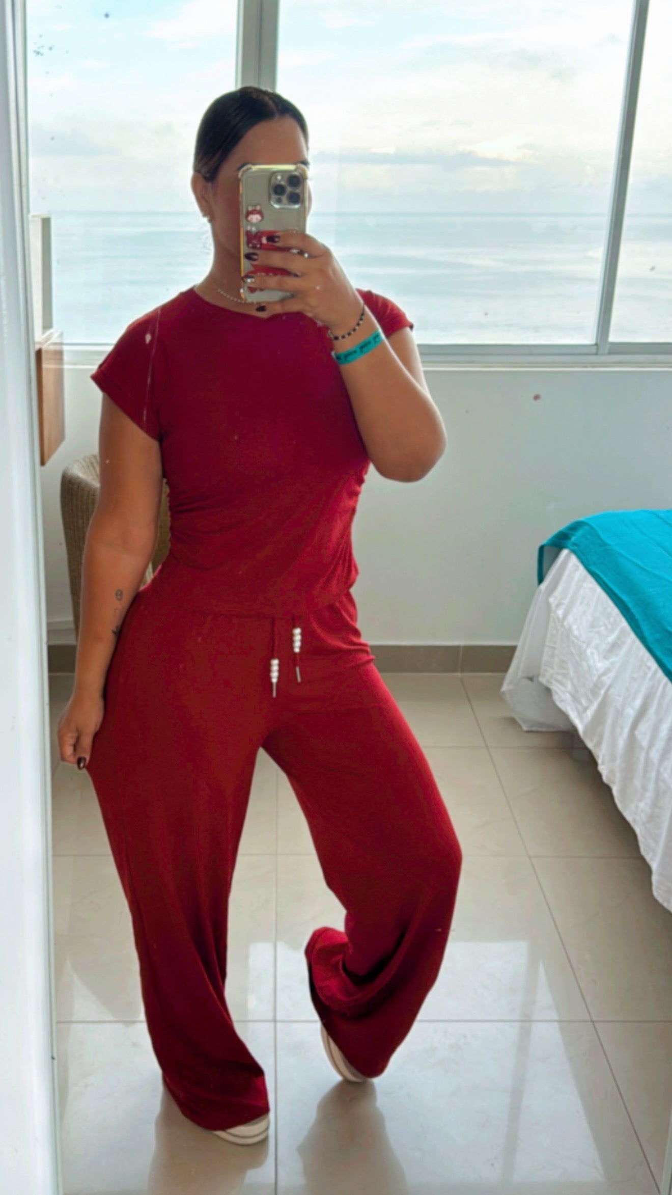 Bogotá Burgundy Set (stretch) utilicé talla Small