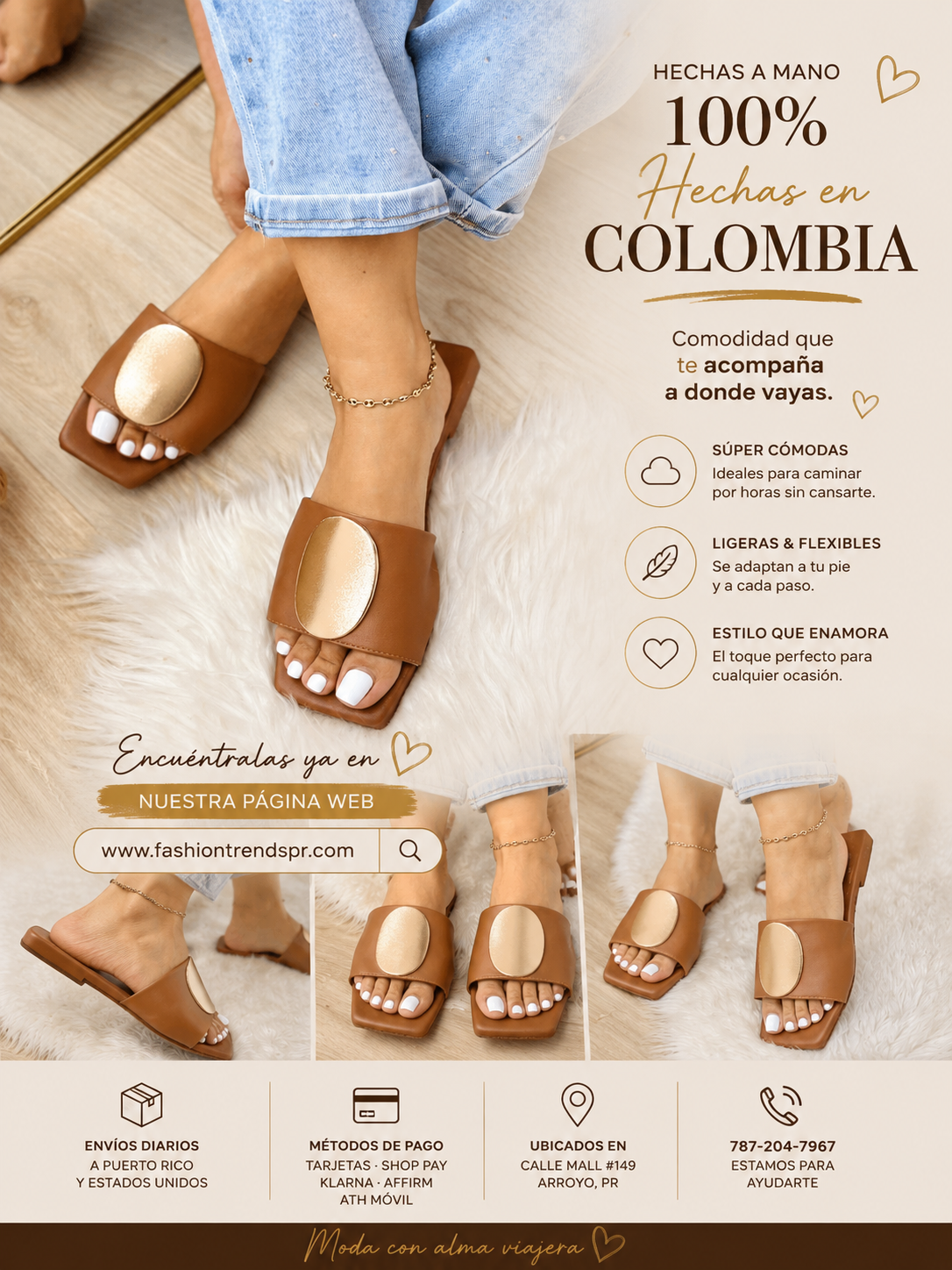 Zanzibar Taupé & Gold Flats Sandals