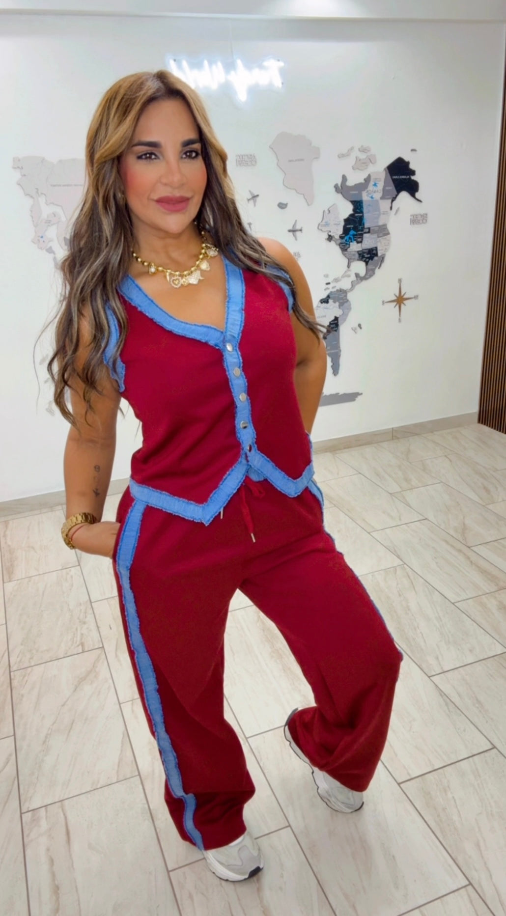 Houston Burgundy & Denim Set (utilicé talla M)