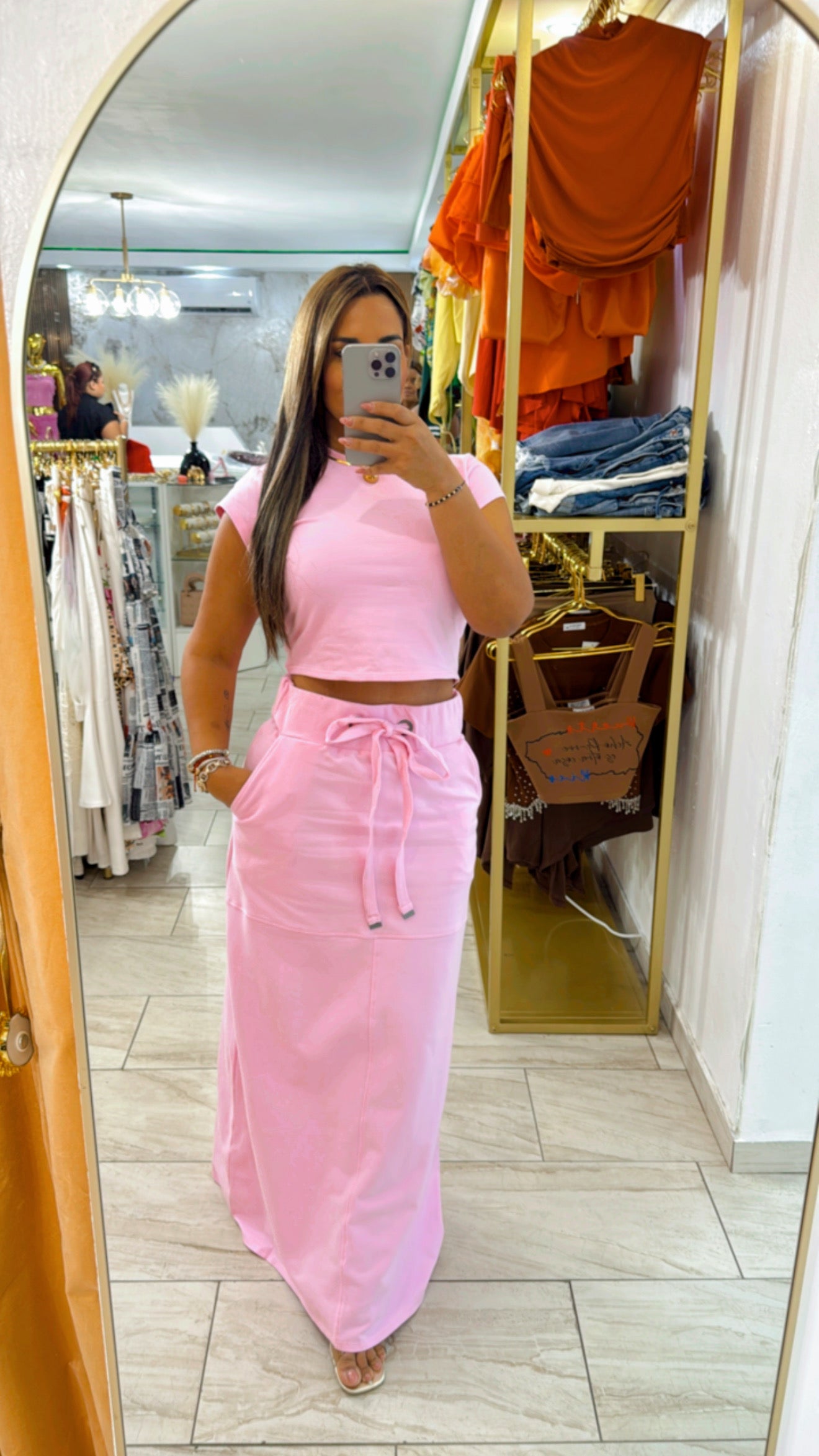 Australia Pink Skirt Set (stretch)