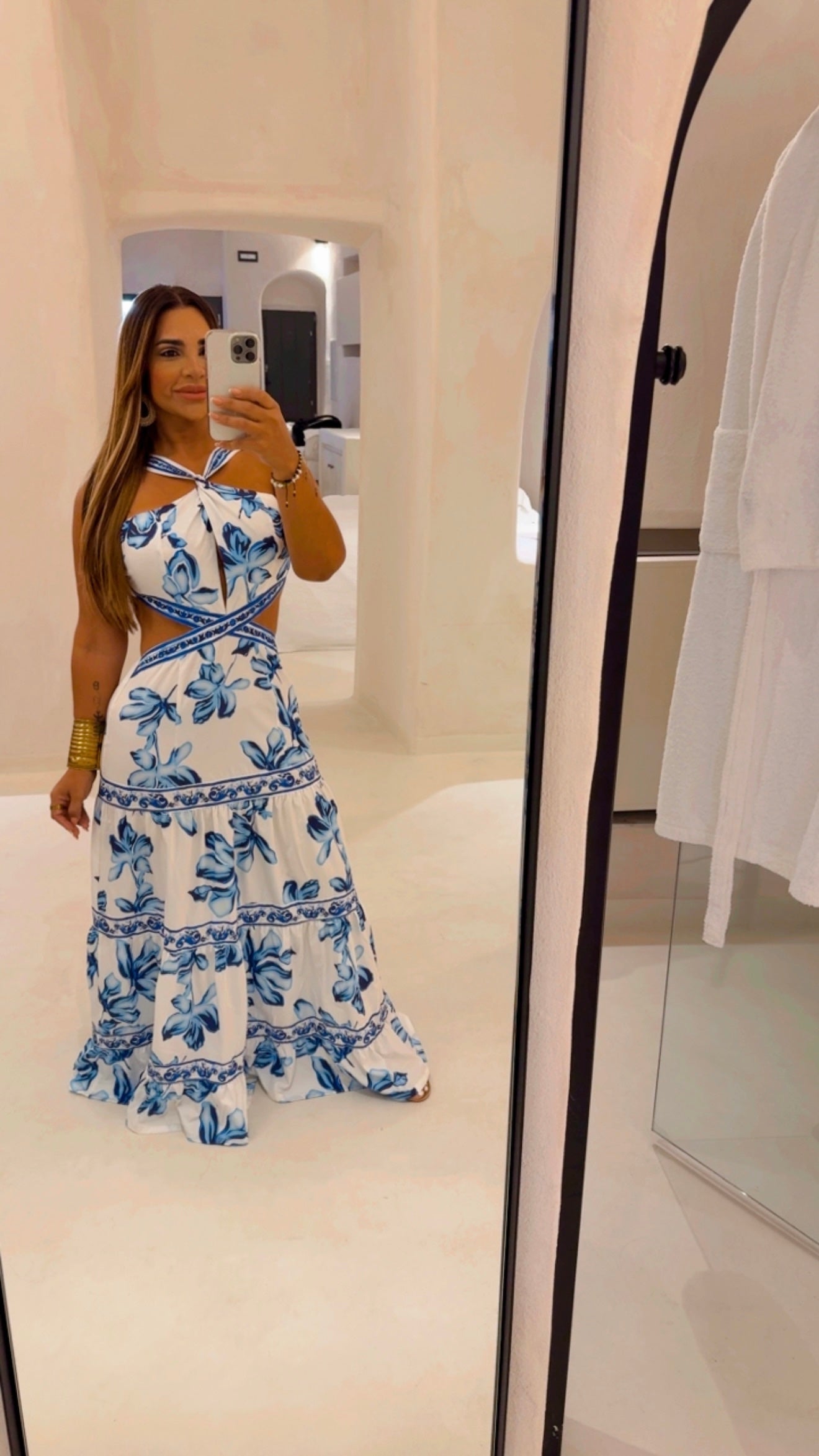 Grecia Blue Maxi Dress (spandex)