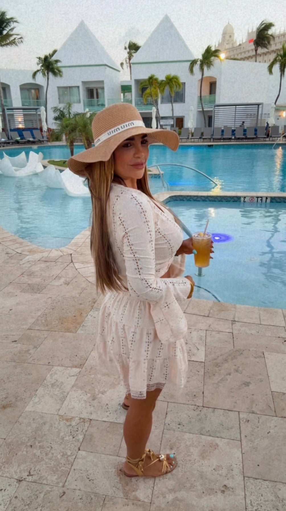 Antillas beige Crochet Skirt Set (spandex)