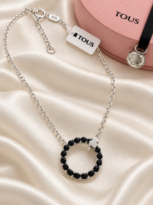 Ted Black Rhinestone Silver Necklace (plata 925)