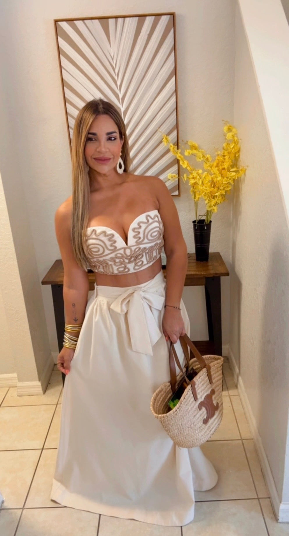 La Toscana Beige Skirt Set (spandex)