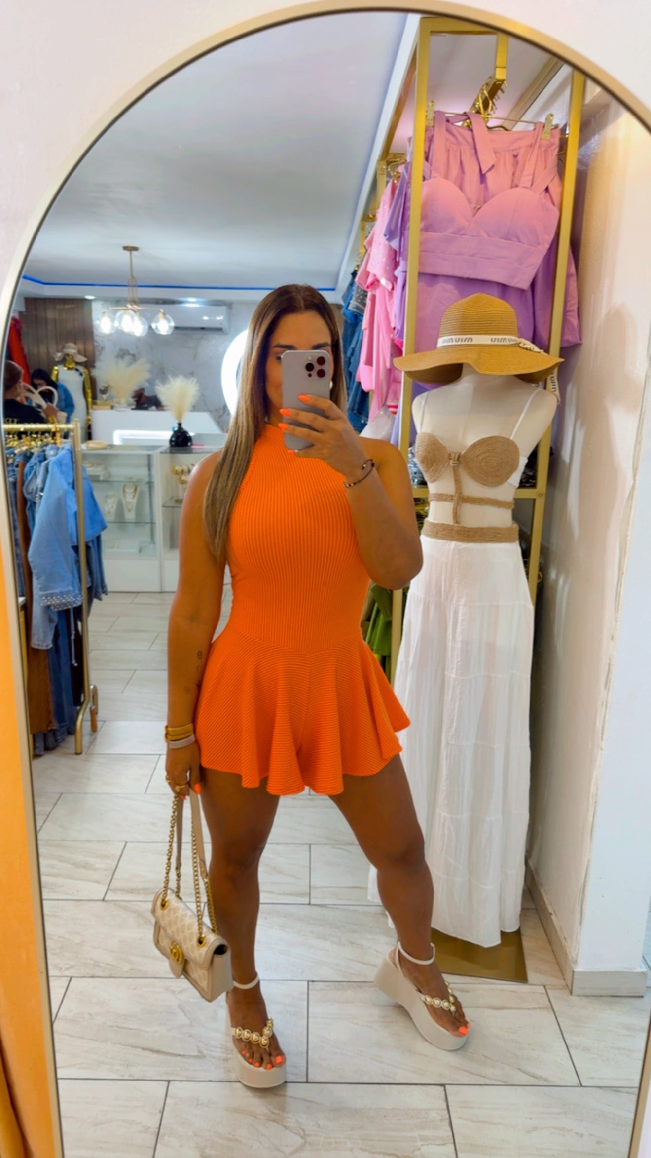 Costa Orange Romper (spandex)