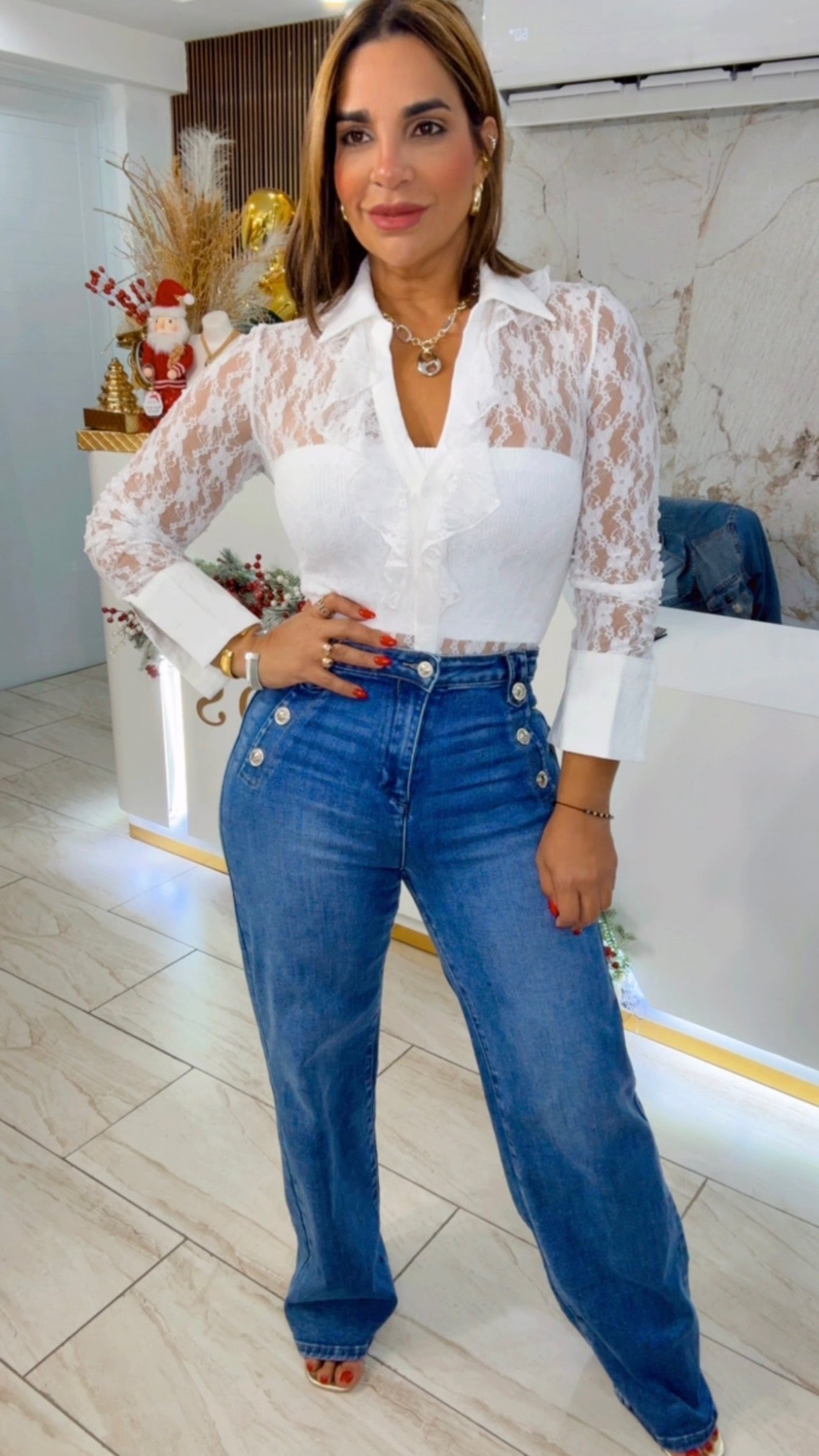 Chantal Denim Pant (botones plata) super spandex (utilicé talla M)