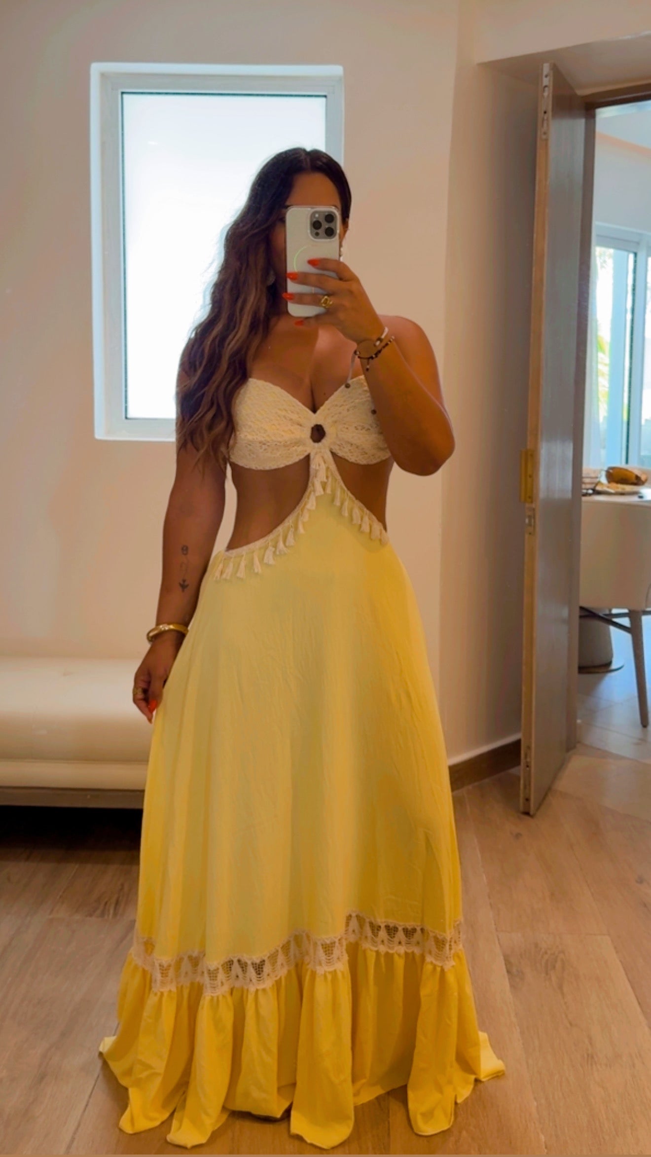 Bávaro Yellow Crochet Maxi Dress (spandex) colección 🇨🇴