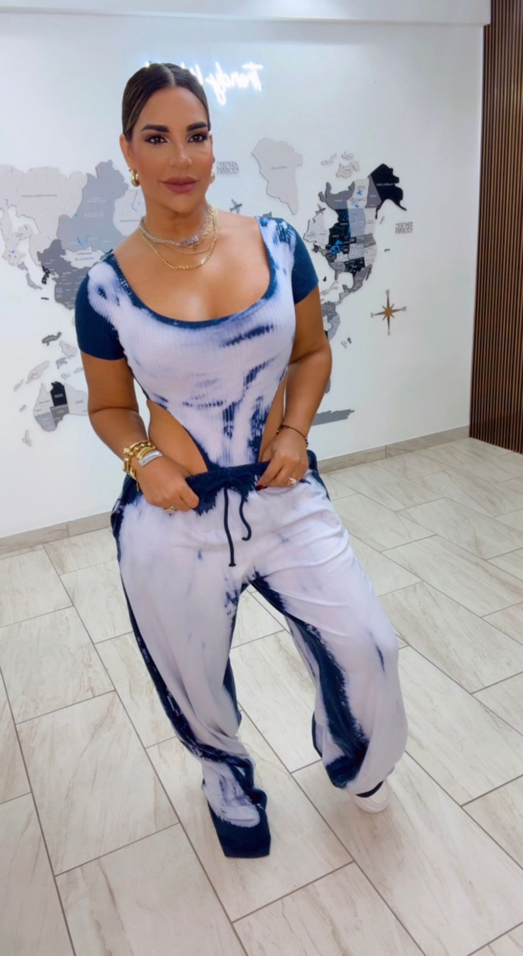 Blue Washed Bodysuit Set (stretch)