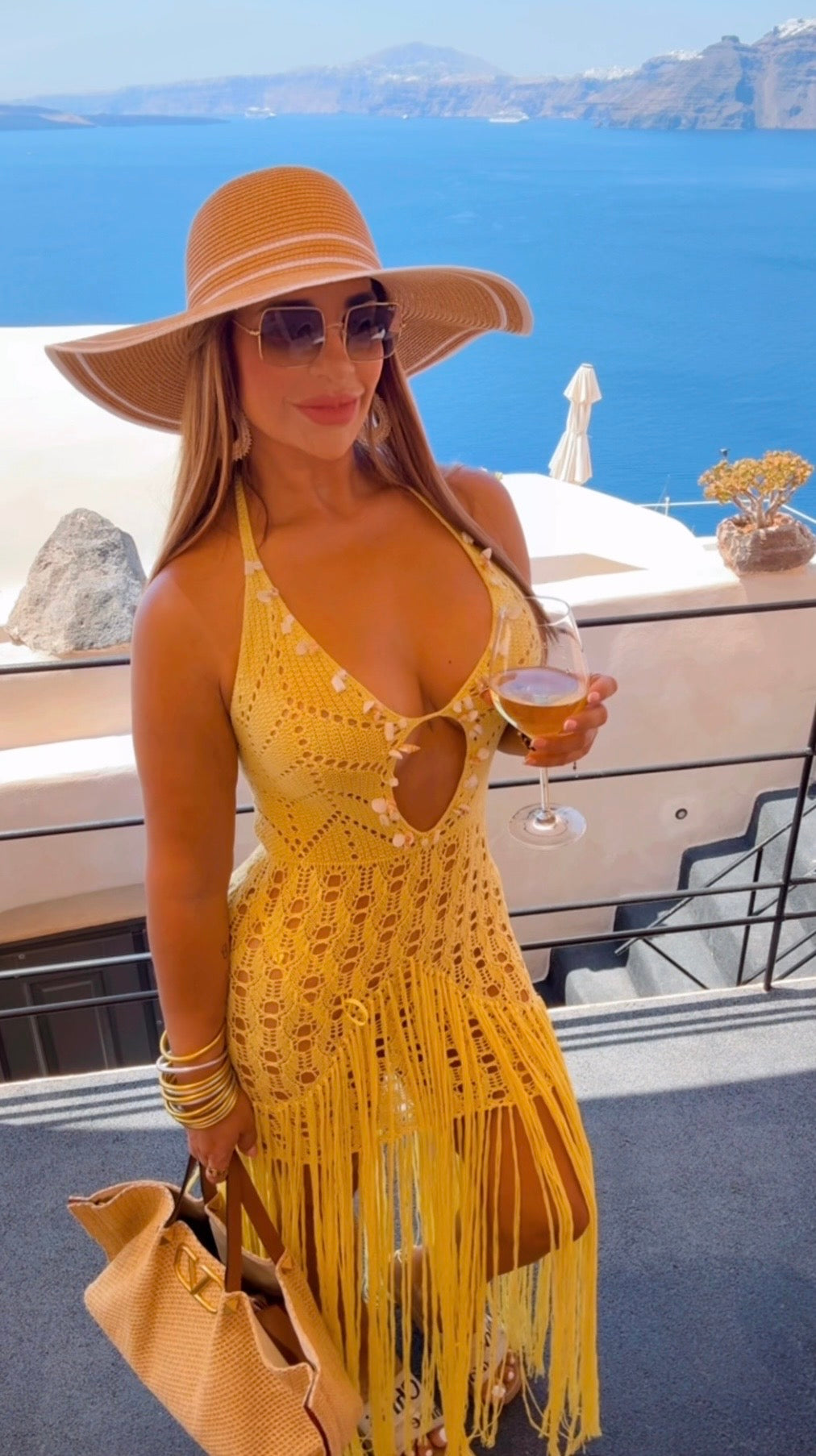 Greek Yellow Crochet Dress (spandex)