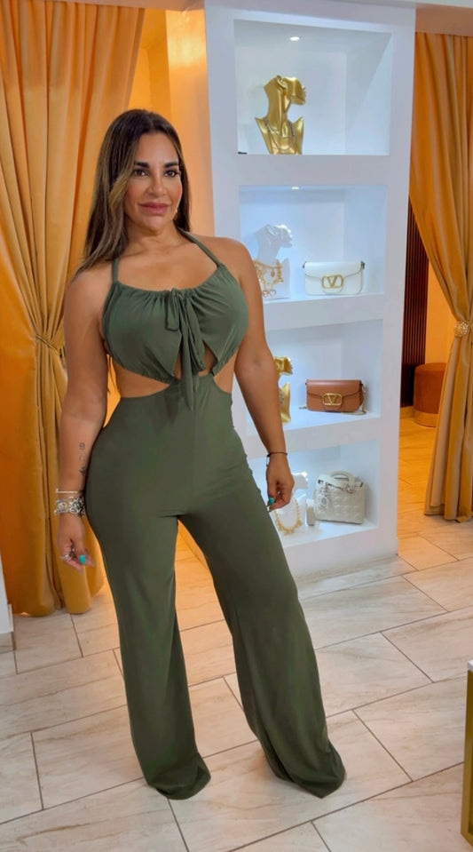 Nicaragua Olive Jumpsuit (stretch )