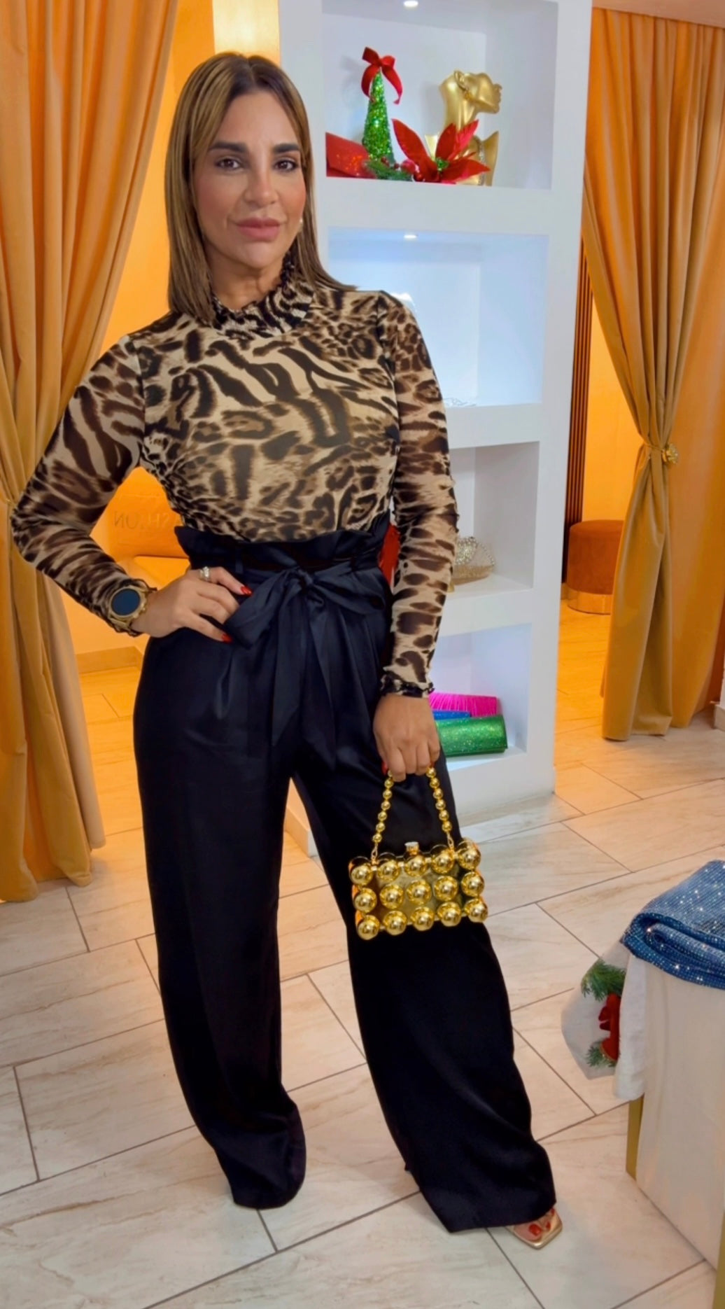 Animal Print Formal Jumpsuit (spandex) utilicé talla m