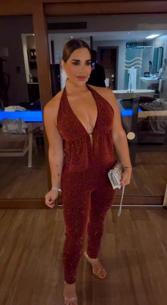 Riu Palace Maldives Burgundy Shine Set (stretch) utilicé talla M