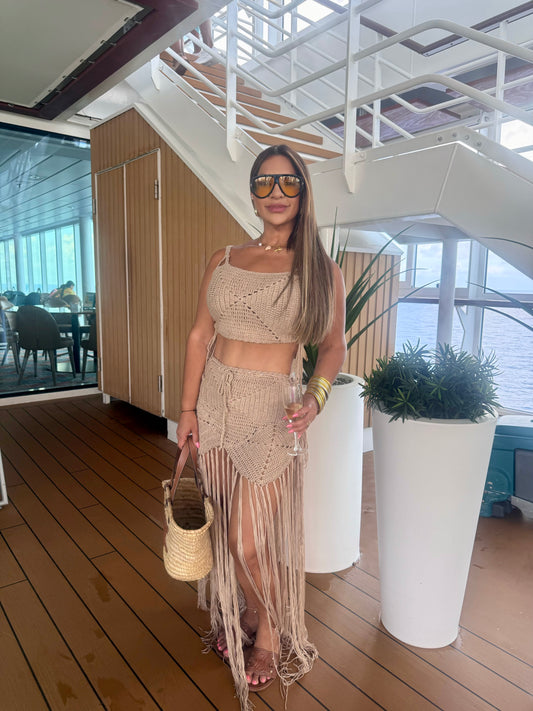 Boho Crochet Beige Set (spandex)