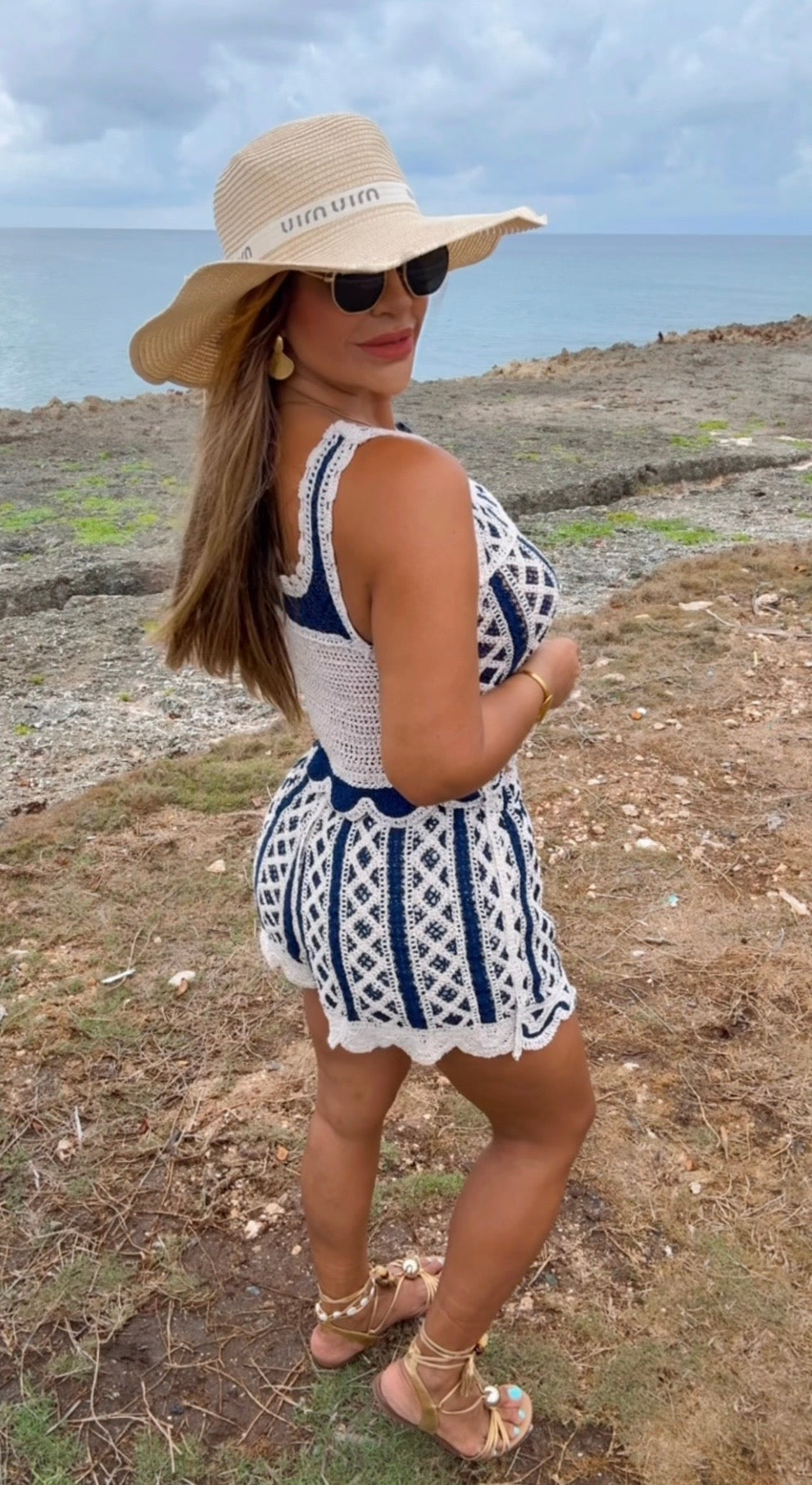 Sound Bay Navy Blue Crochet Set (spandex)
