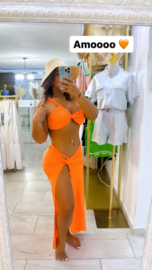 Barbados Orange  Swimsuit (3 piezas)