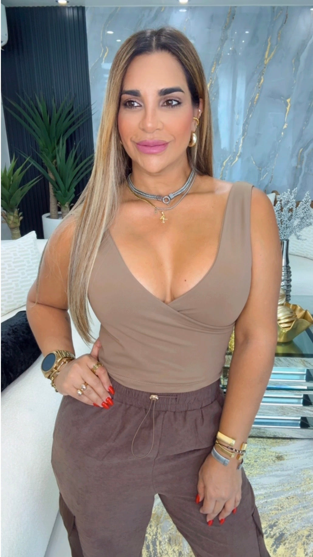 Dynamic Mocha Top (stretch) doble forro