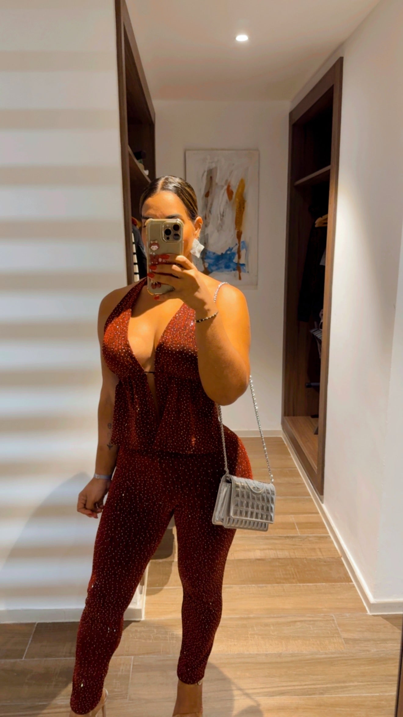 Riu Palace Maldives Burgundy Shine Set (stretch) utilicé talla M