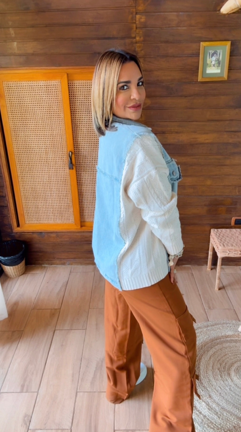 Tuk Tuk Denim & Beige Oversize Jacket (utilicé talla Small)