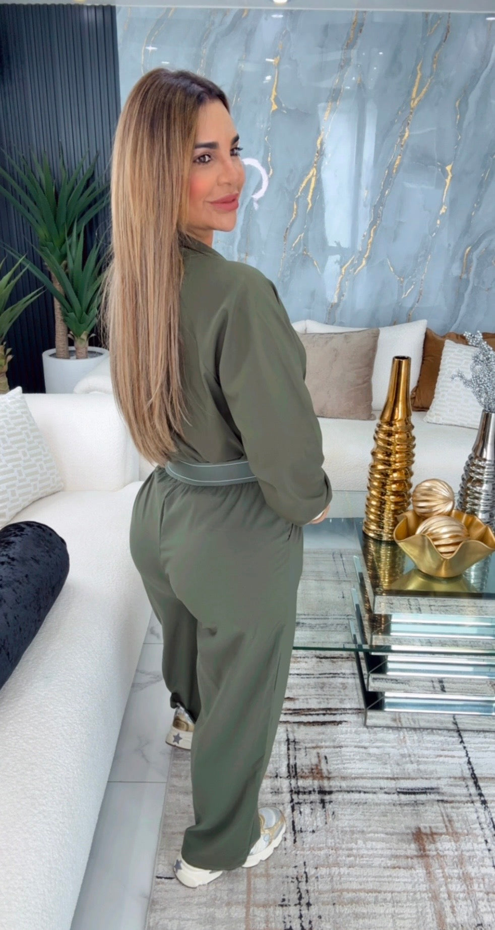 Alo Olive Green jacket Set (spandex)