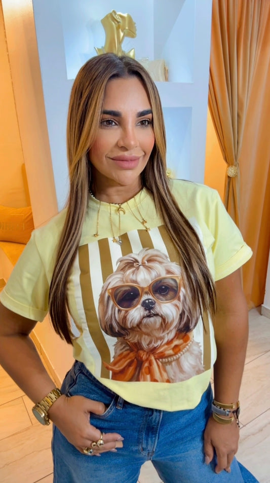 Shihtzu Butter Yellow T-Shirt (spandex)
