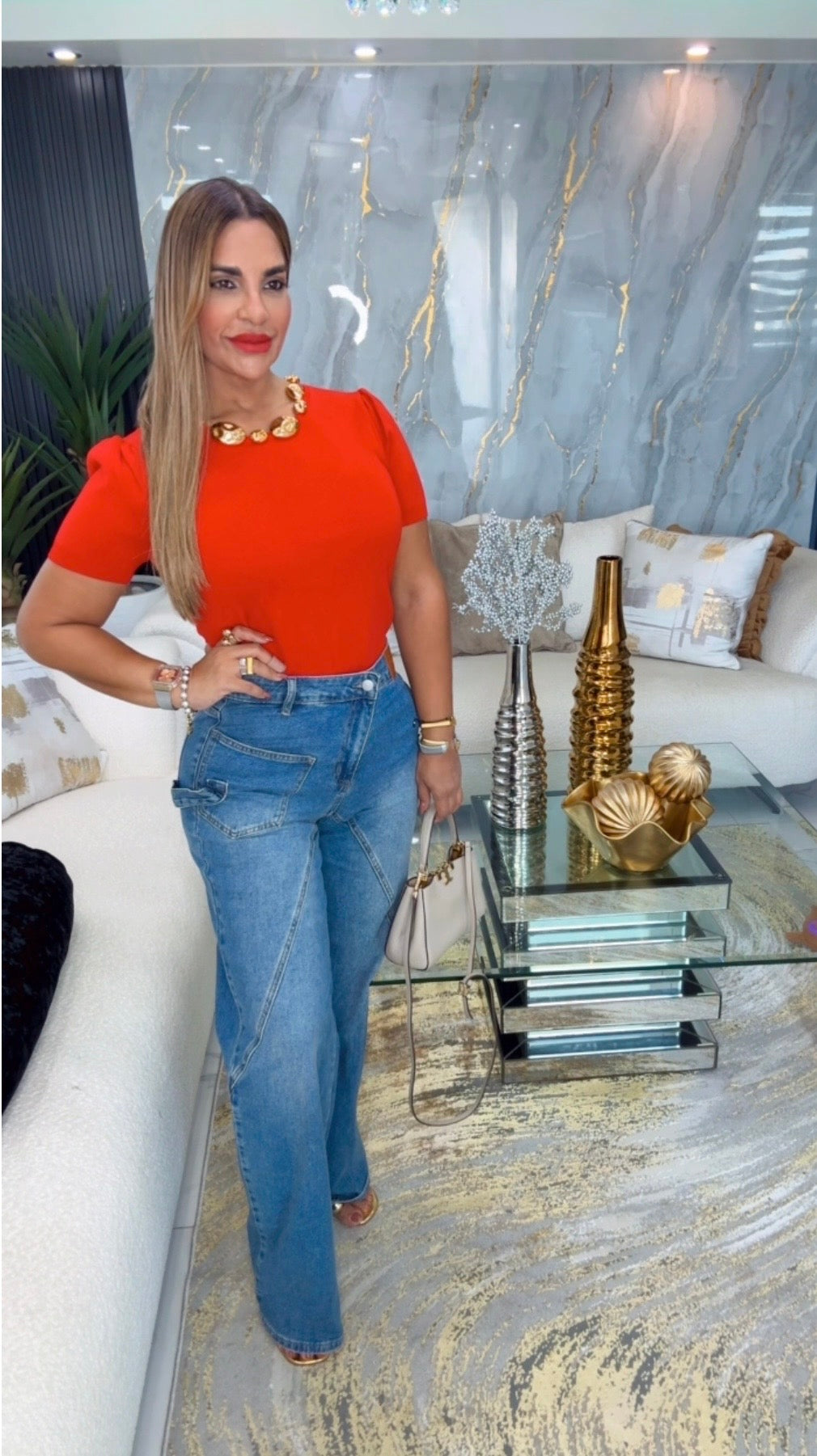 Penida Denim Jean (spandex) botón de lado