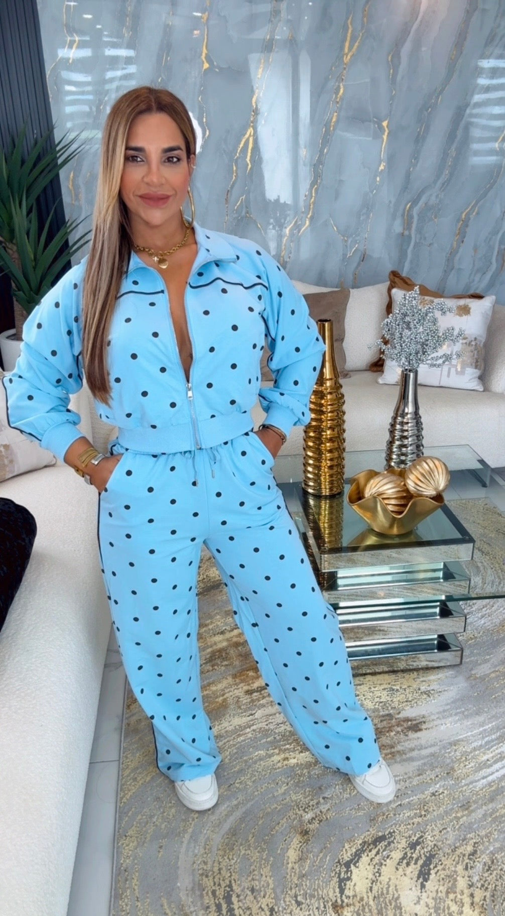 Polka Dots Blue Travel Set (spandex)