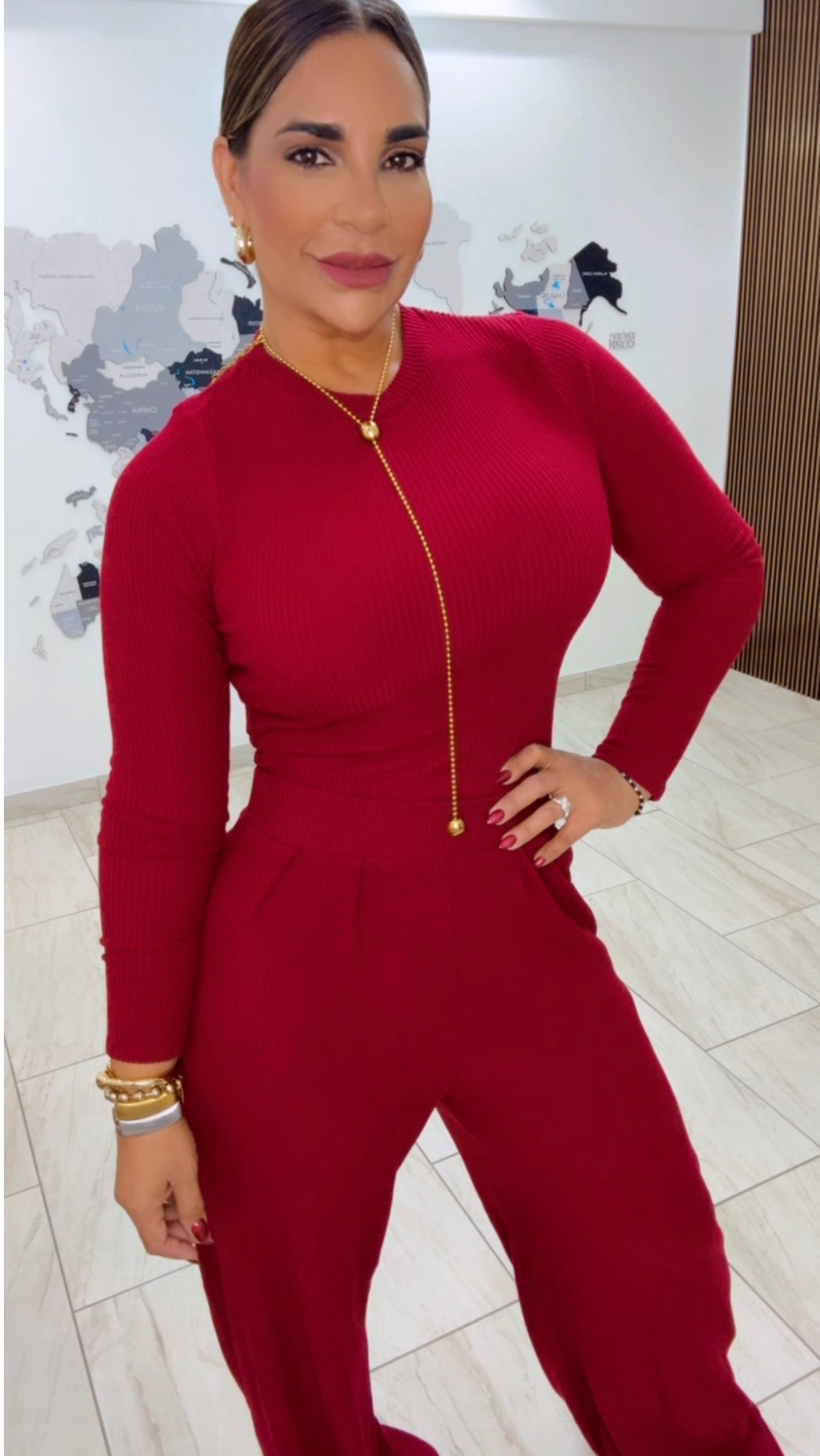 Segovia Burgundy Set (stretch) utilicé talla Médium