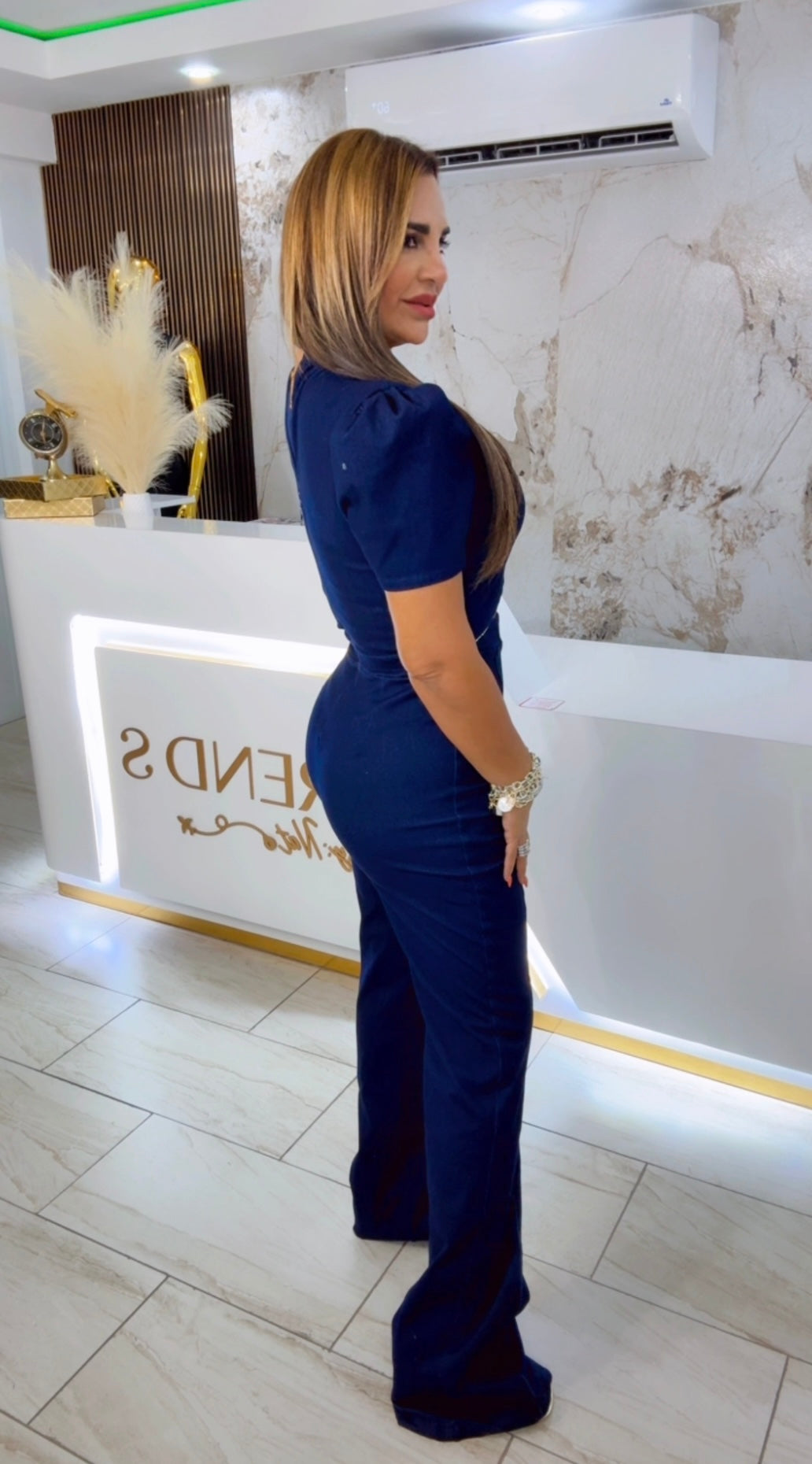 Manarola Dark Denim Jumpsuit (stretch )