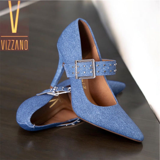 Euphoria Jeans Glam Mezclilla Azul Vizzano Heels