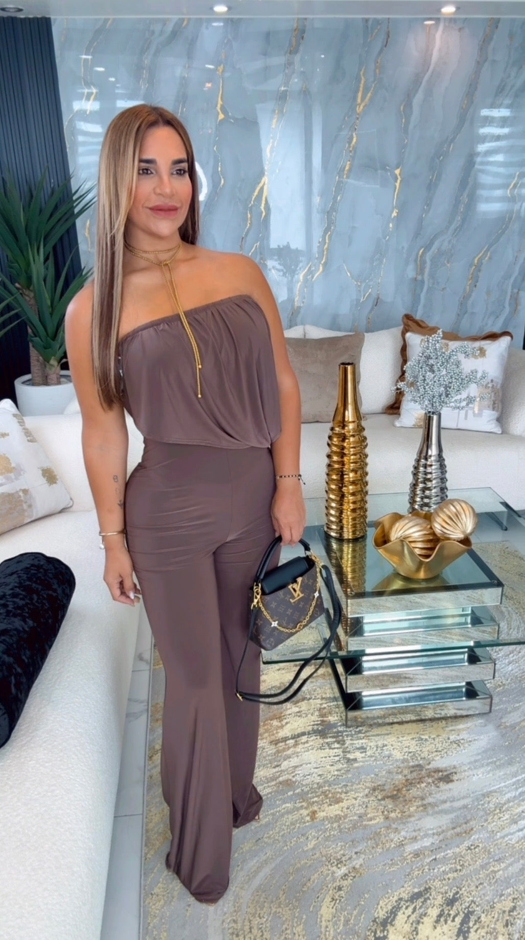 Bangkok Elegant Brown Jumpsuit (stretch)