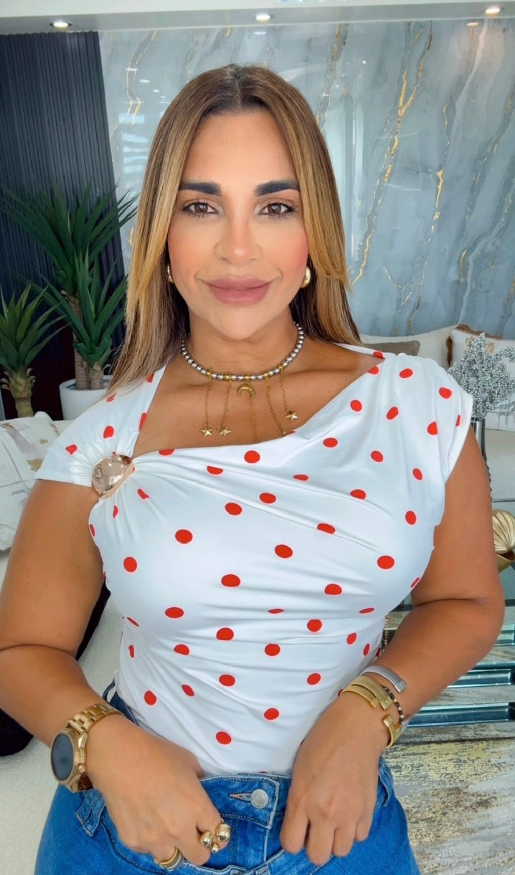 Red Polka Top (stretch)