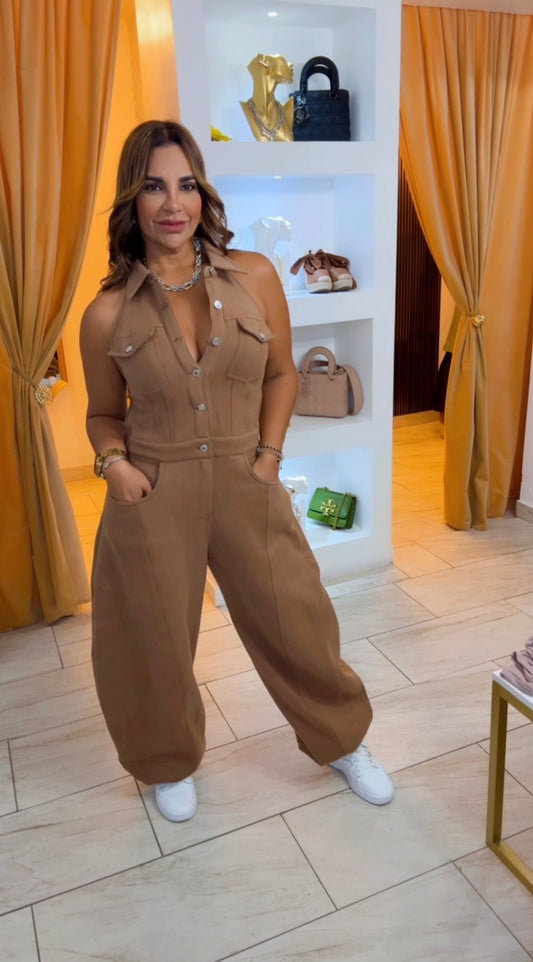 Kennedy Mocha Jumpsuit (spandex) utilicé talla M