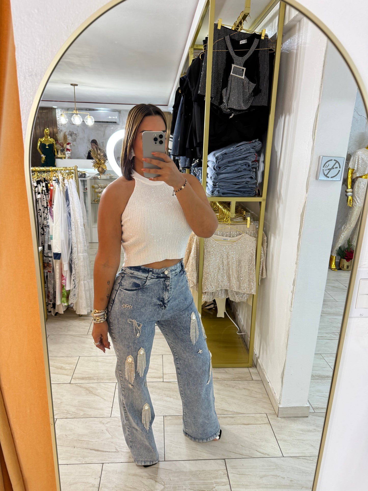 Party Shine Denim Pant (stretch) utilicé talla M