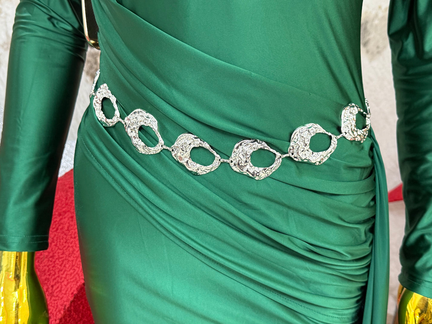 Barbara Silver Ovals Belt (Ajustable) (Fantasía Fina)