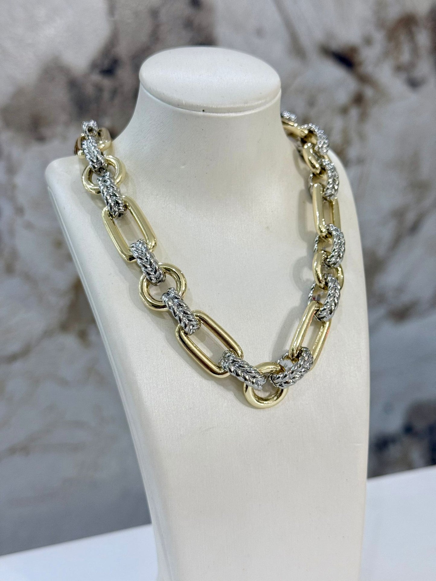 Square Two Tones Necklaces (Gold Plated)
