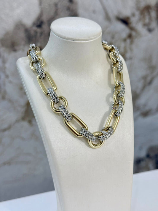 Square Two Tones Necklaces (Gold Plated)