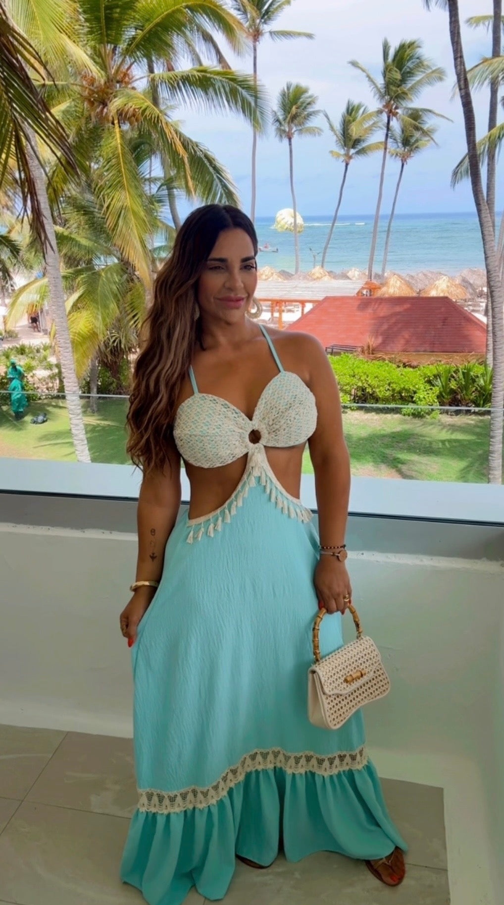 Bávaro Blue Crochet Maxi Dress (spandex) colección 🇨🇴