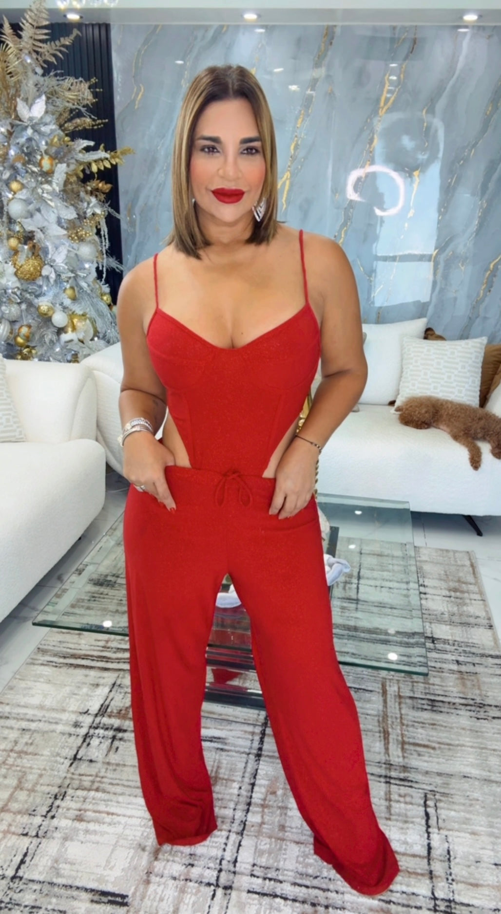 Glitter Red Bodysuit Set (spandex)
