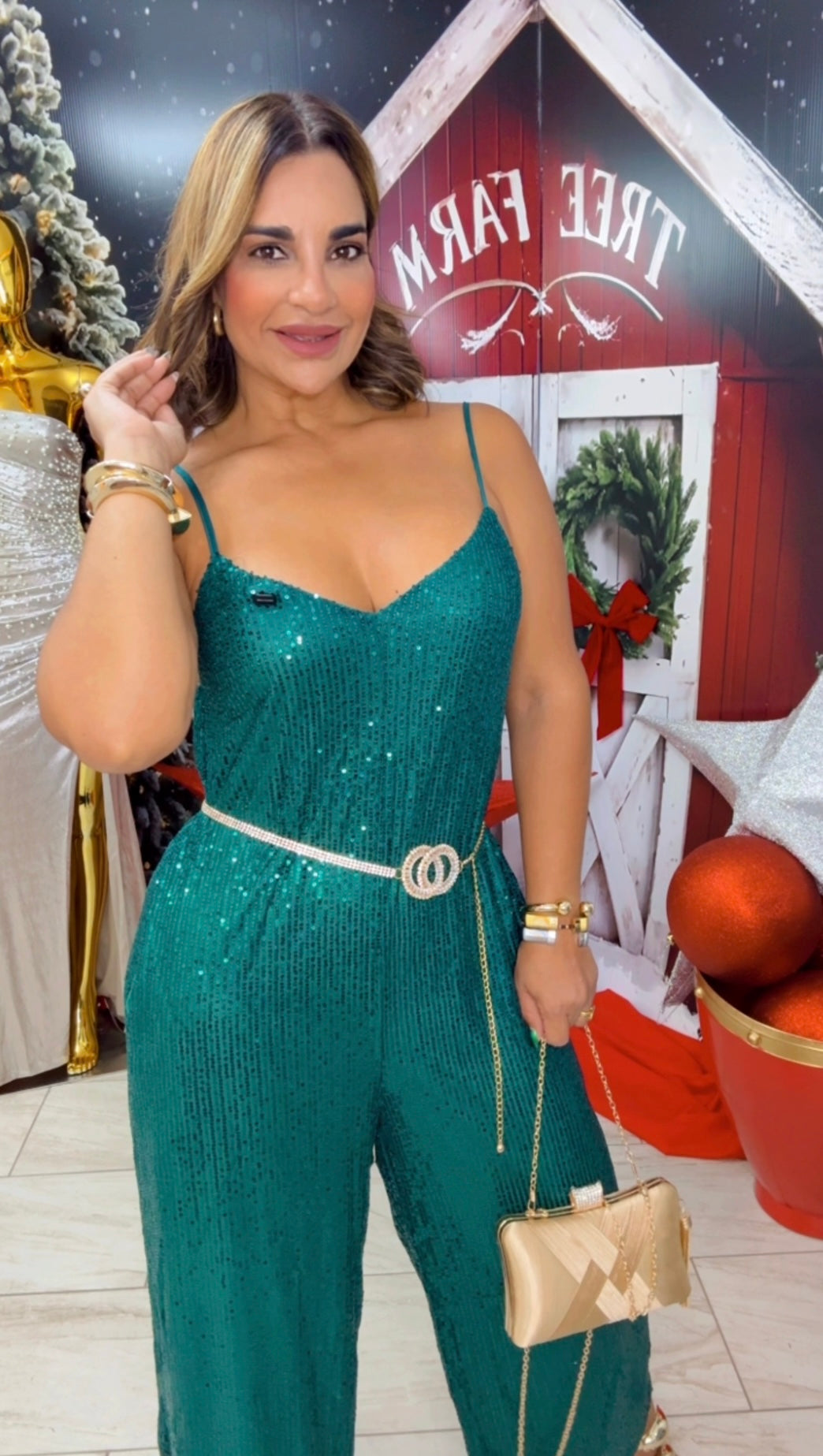 Hunter Green Sequins Jumpsuit (super spandex)