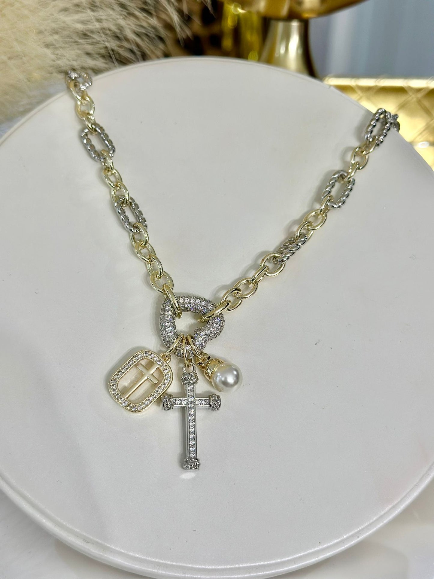 Love & Faith Necklace (Two Tones) (Gold Plated)