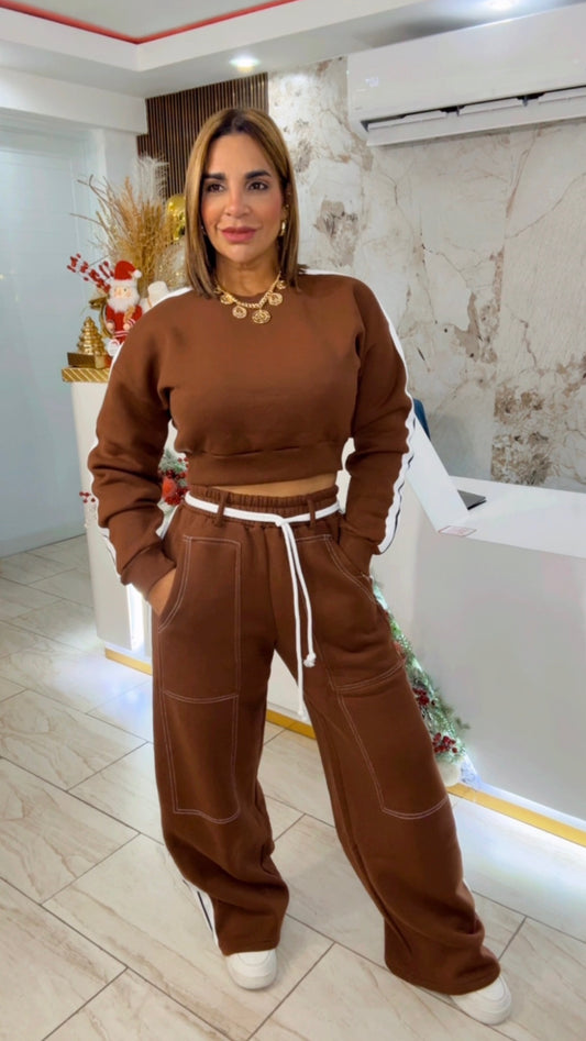 Vancouver Brown Travel Set (spandex) utilicé talla Médium