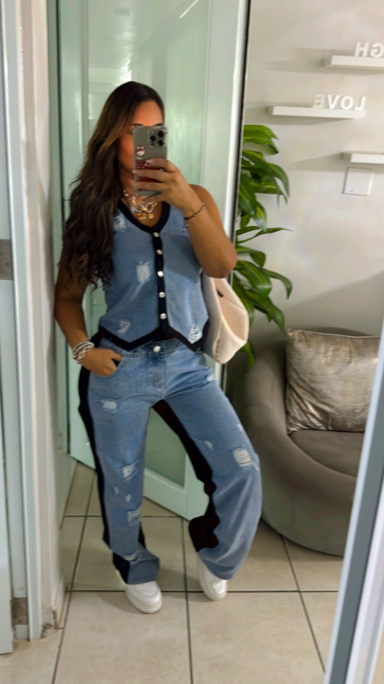 Suiza Denim & Black Vest Set (utilicé talla Médium )
